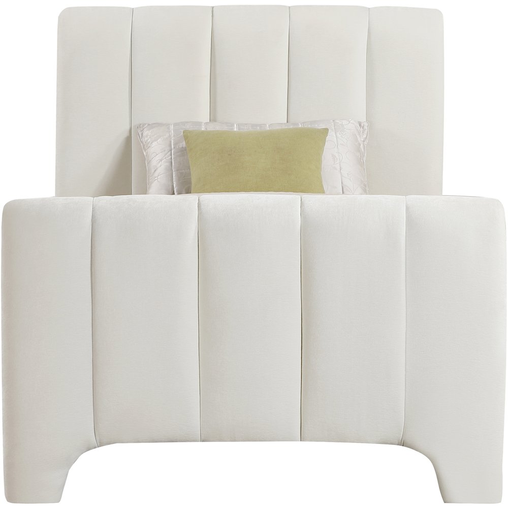 Camila Cream Chenille Fabric Twin Bed. Picture 2
