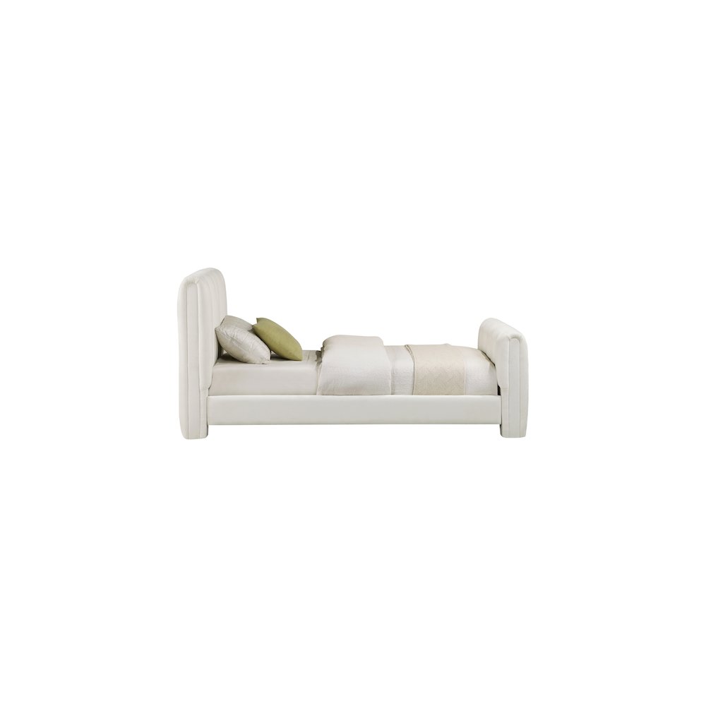 Camila Cream Chenille Fabric Twin Bed. Picture 3
