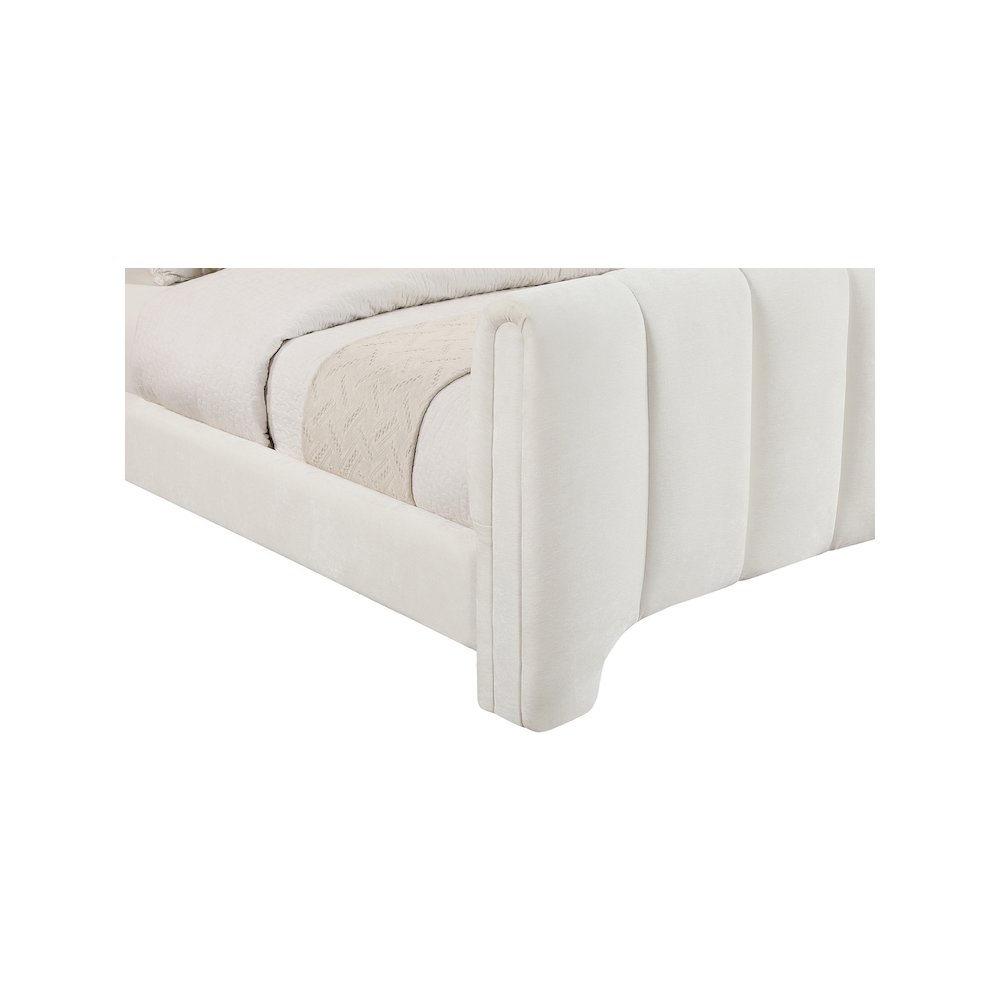Camila Cream Chenille Fabric Twin Bed. Picture 5