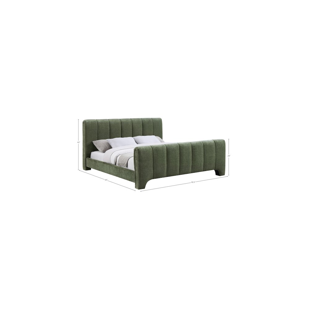 Camila Green Chenille Fabric King Bed. Picture 9