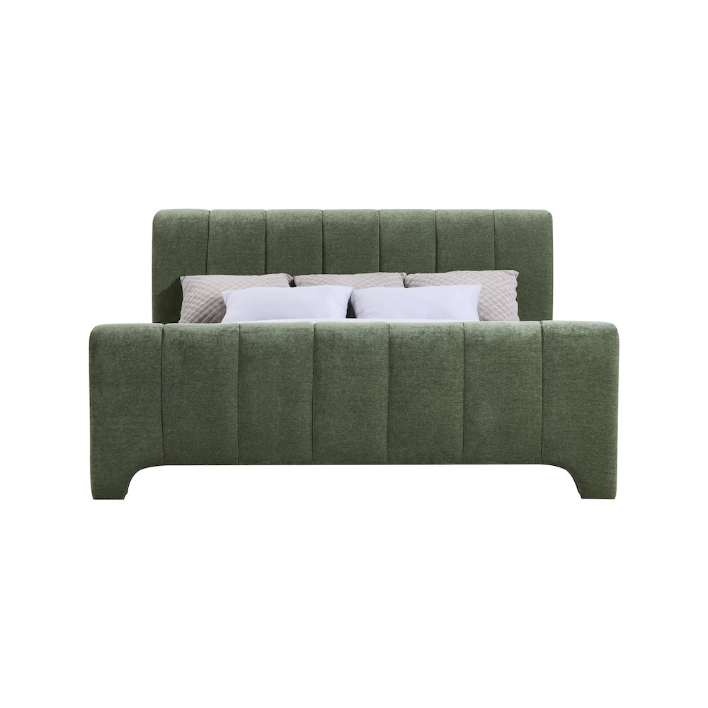 Camila Green Chenille Fabric King Bed. Picture 2
