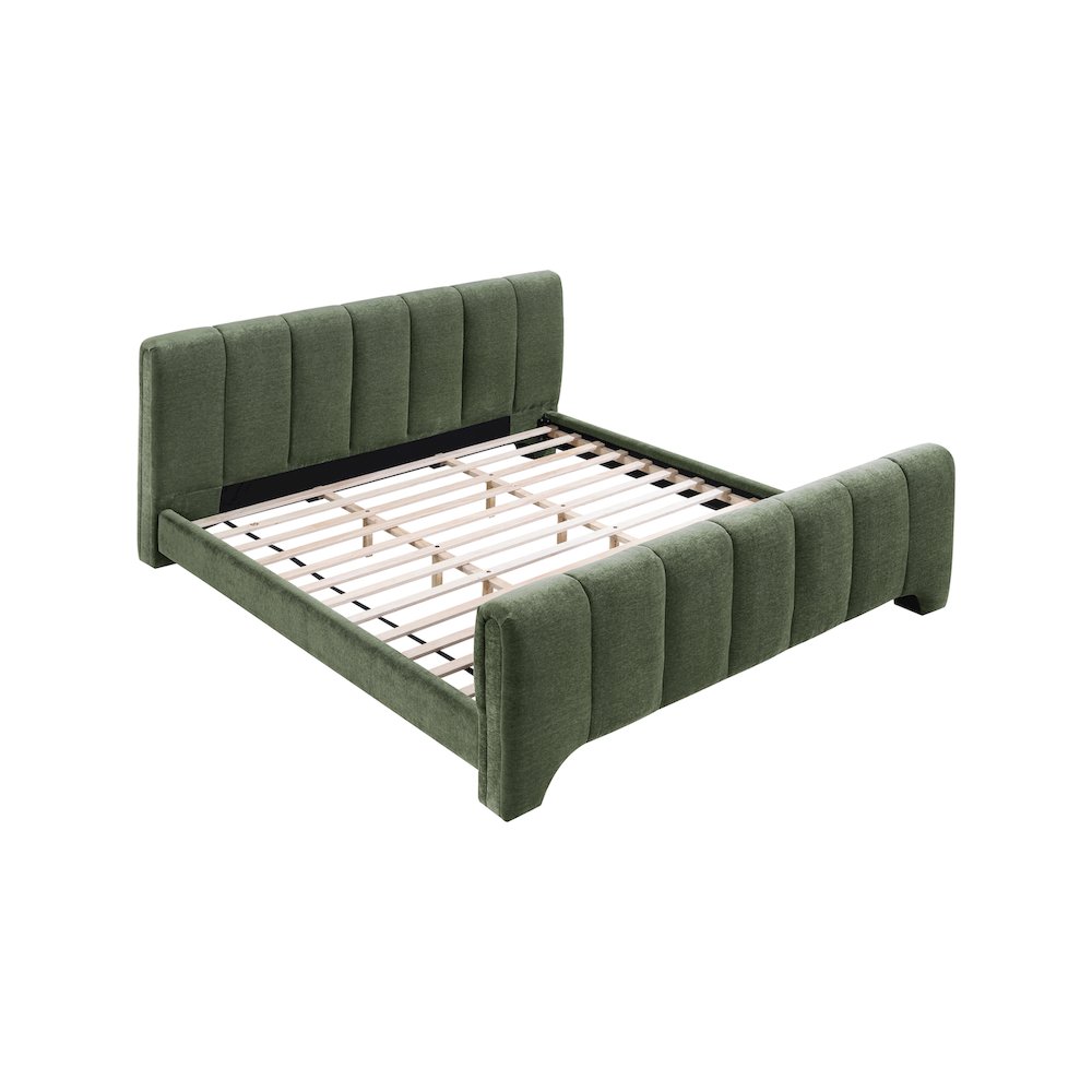 Camila Green Chenille Fabric King Bed. Picture 6