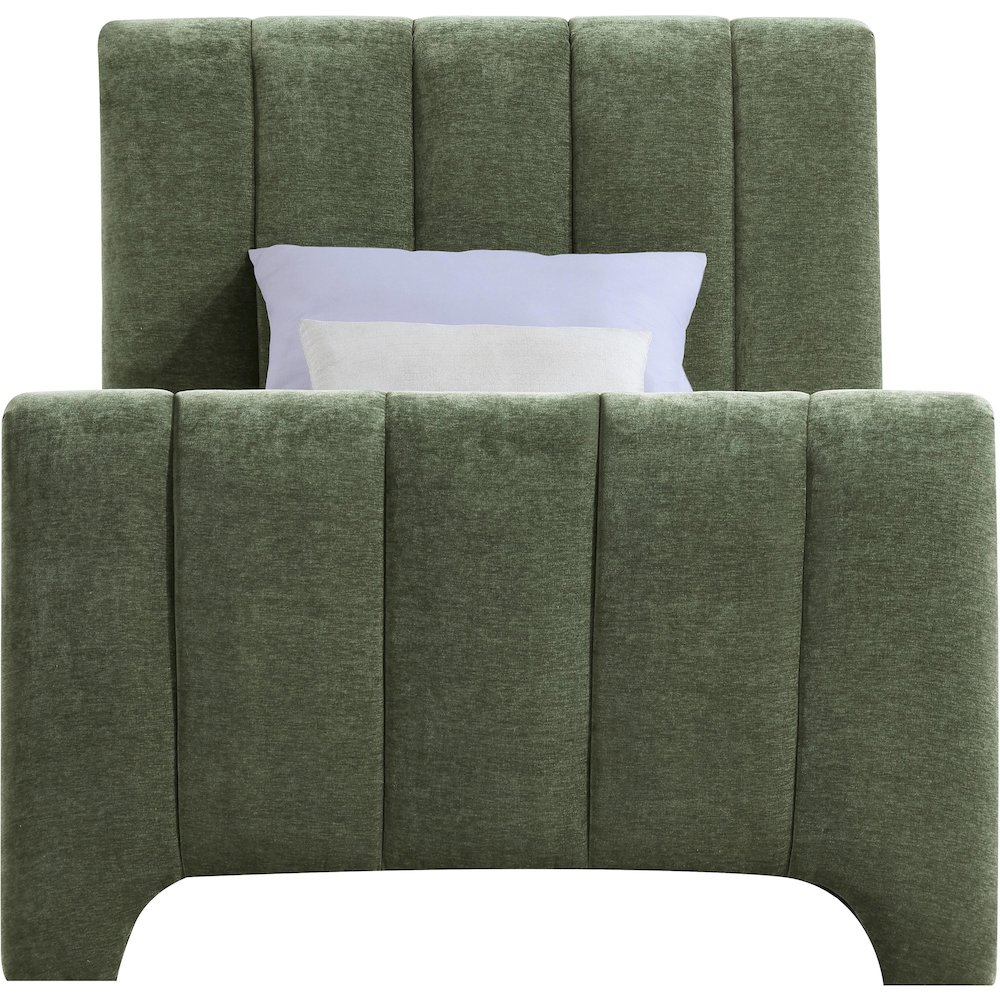 Camila Green Chenille Fabric Twin Bed. Picture 2