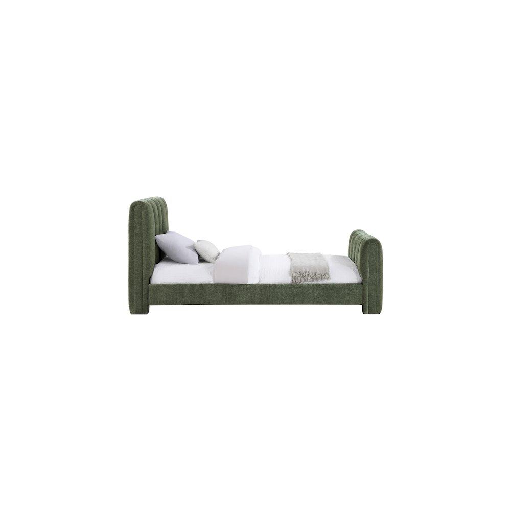 Camila Green Chenille Fabric Twin Bed. Picture 3