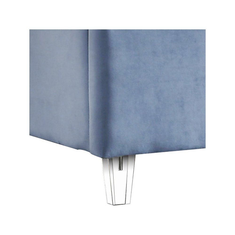 Candace Sky Blue Velvet Full Bed. Picture 4