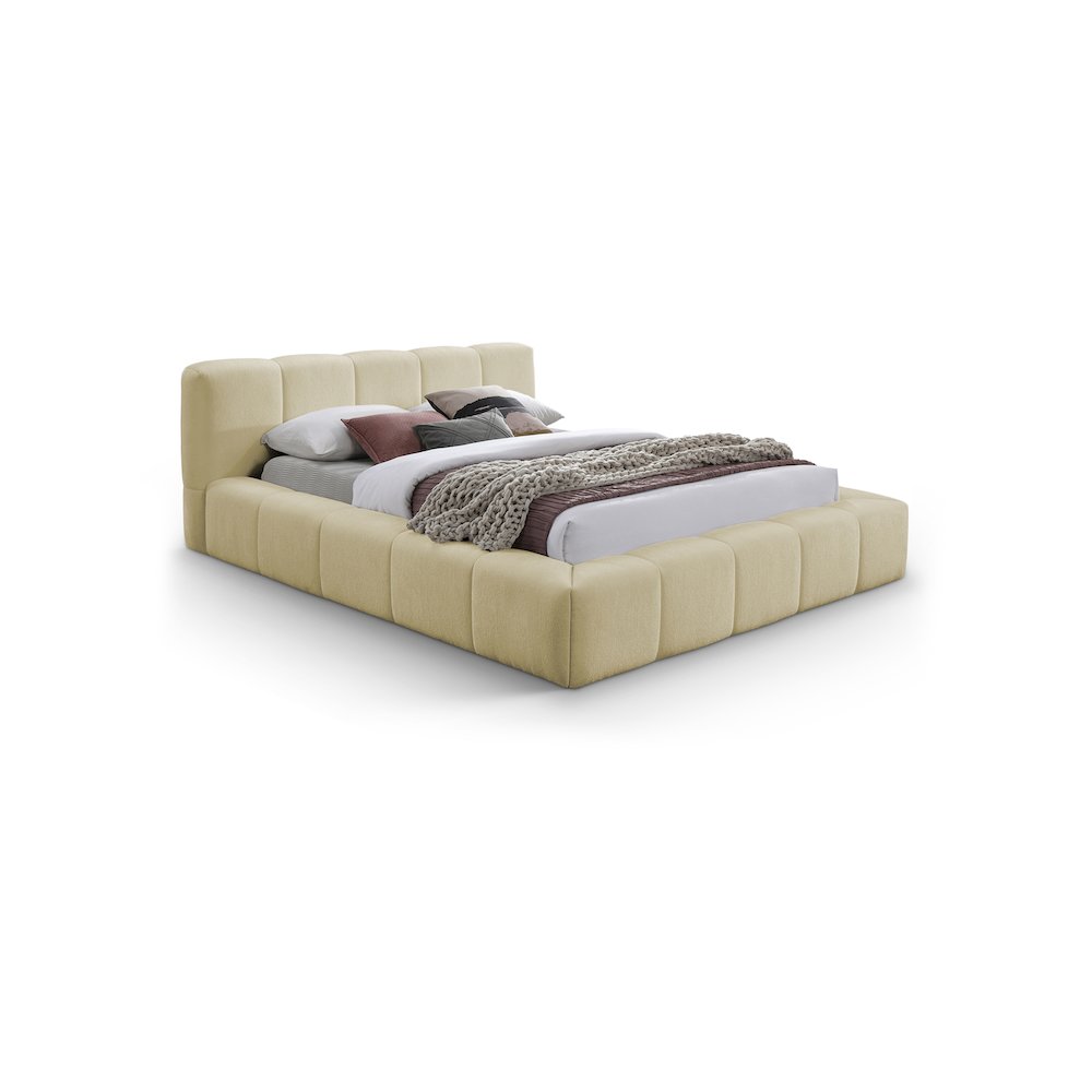 Carlin Beige Chenille Fabric Full Bed. Picture 1