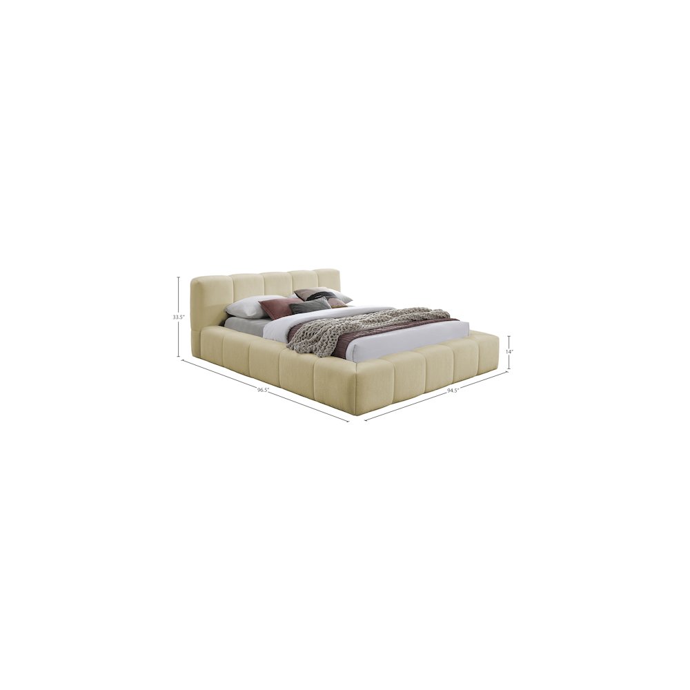 Carlin Beige Chenille Fabric King Bed. Picture 6
