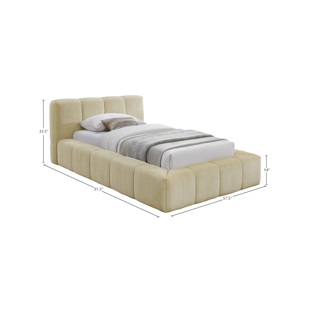 Carlin Beige Chenille Fabric Twin Bed. Picture 6