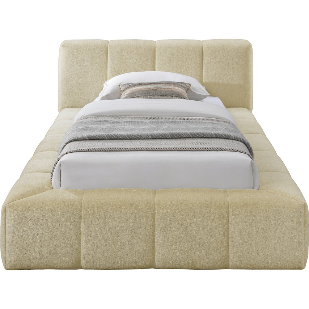 Carlin Beige Chenille Fabric Twin Bed. Picture 2