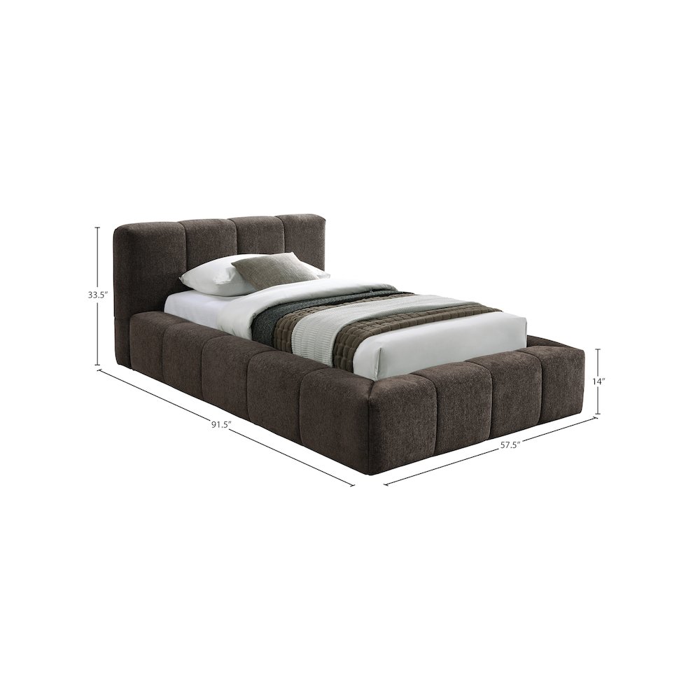 Carlin Brown Chenille Fabric Twin Bed. Picture 6