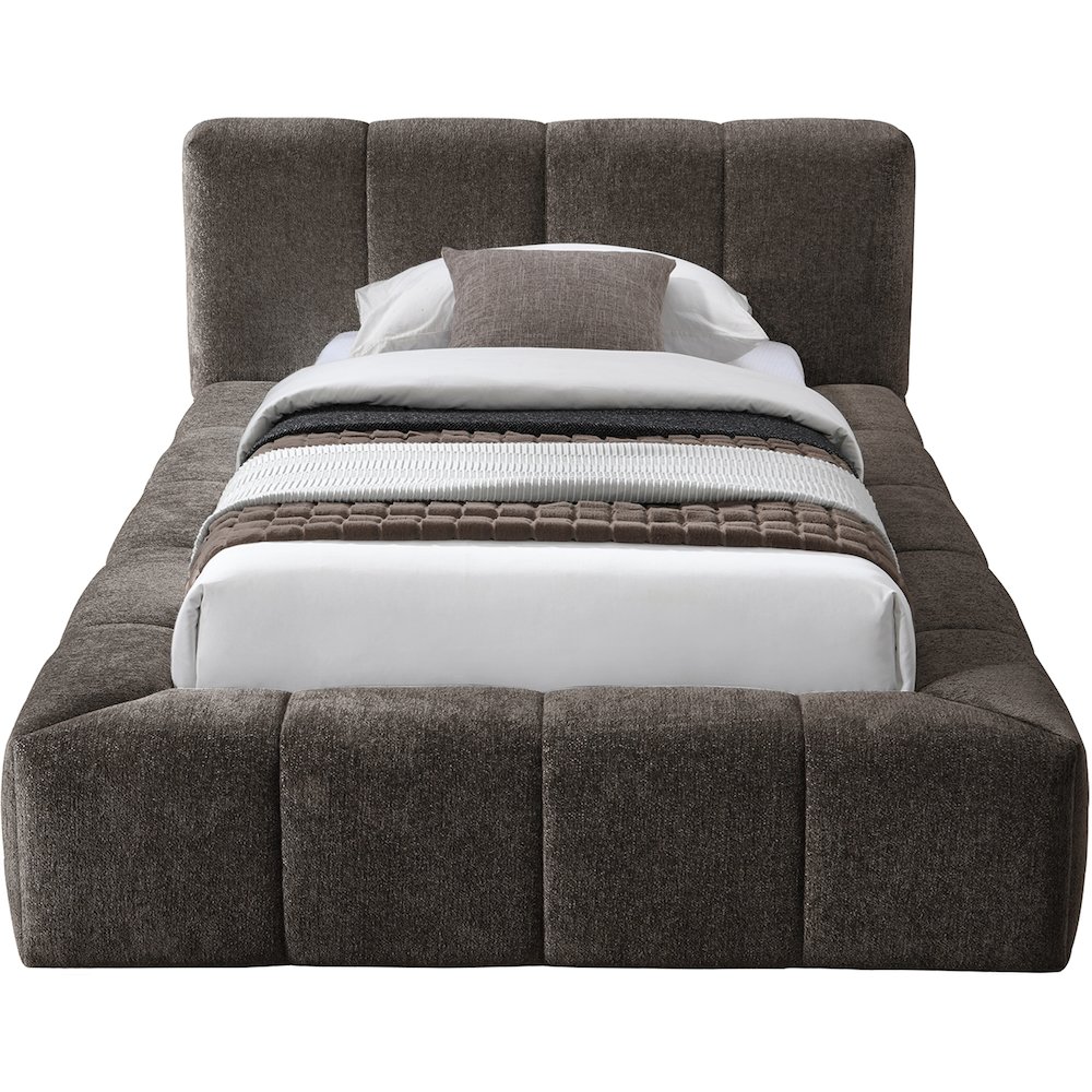 Carlin Brown Chenille Fabric Twin Bed. Picture 2