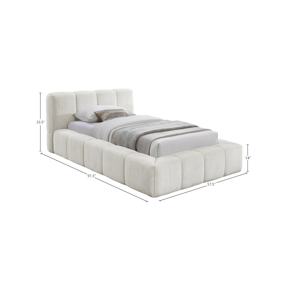 Carlin Cream Chenille Fabric Twin Bed. Picture 6