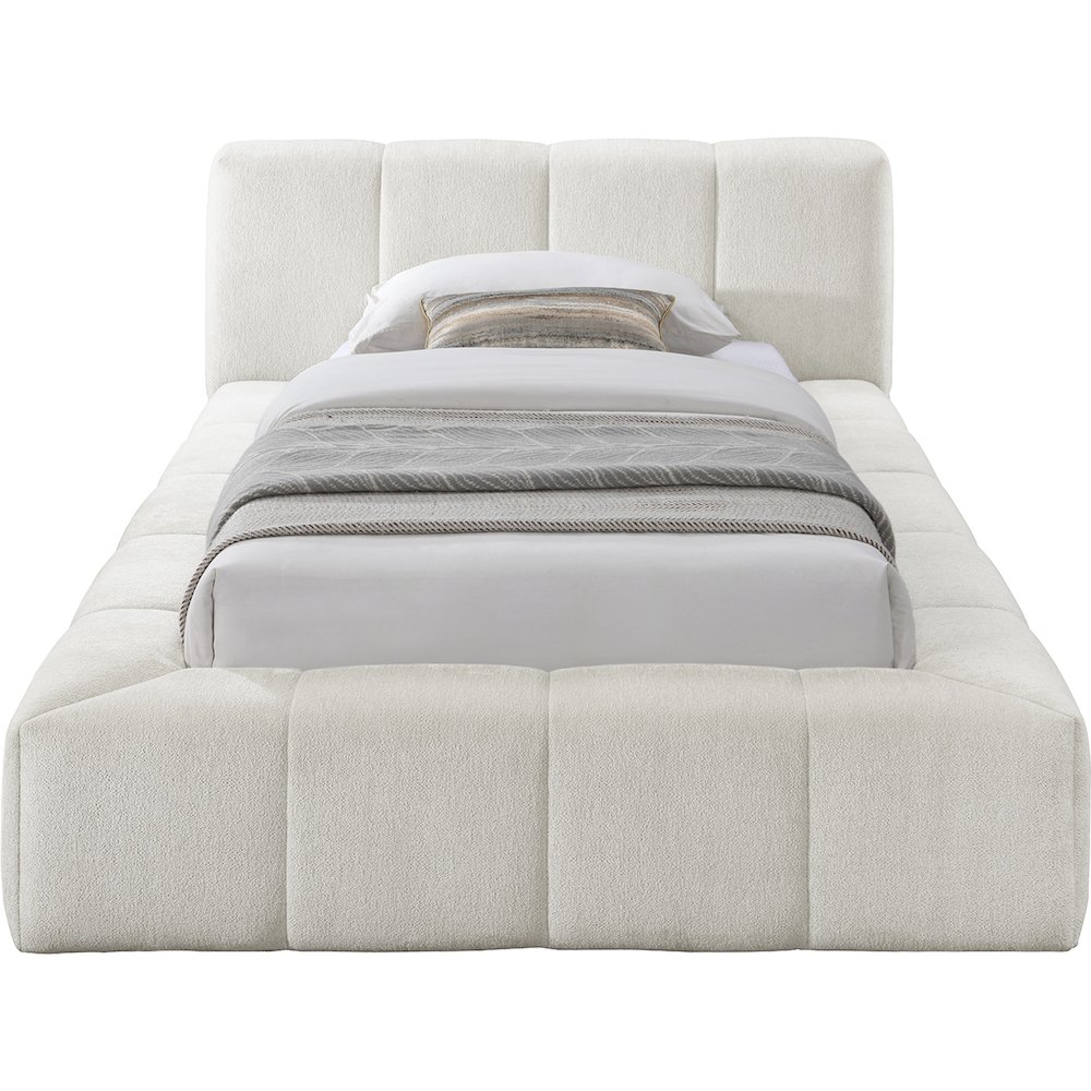 Carlin Cream Chenille Fabric Twin Bed. Picture 2
