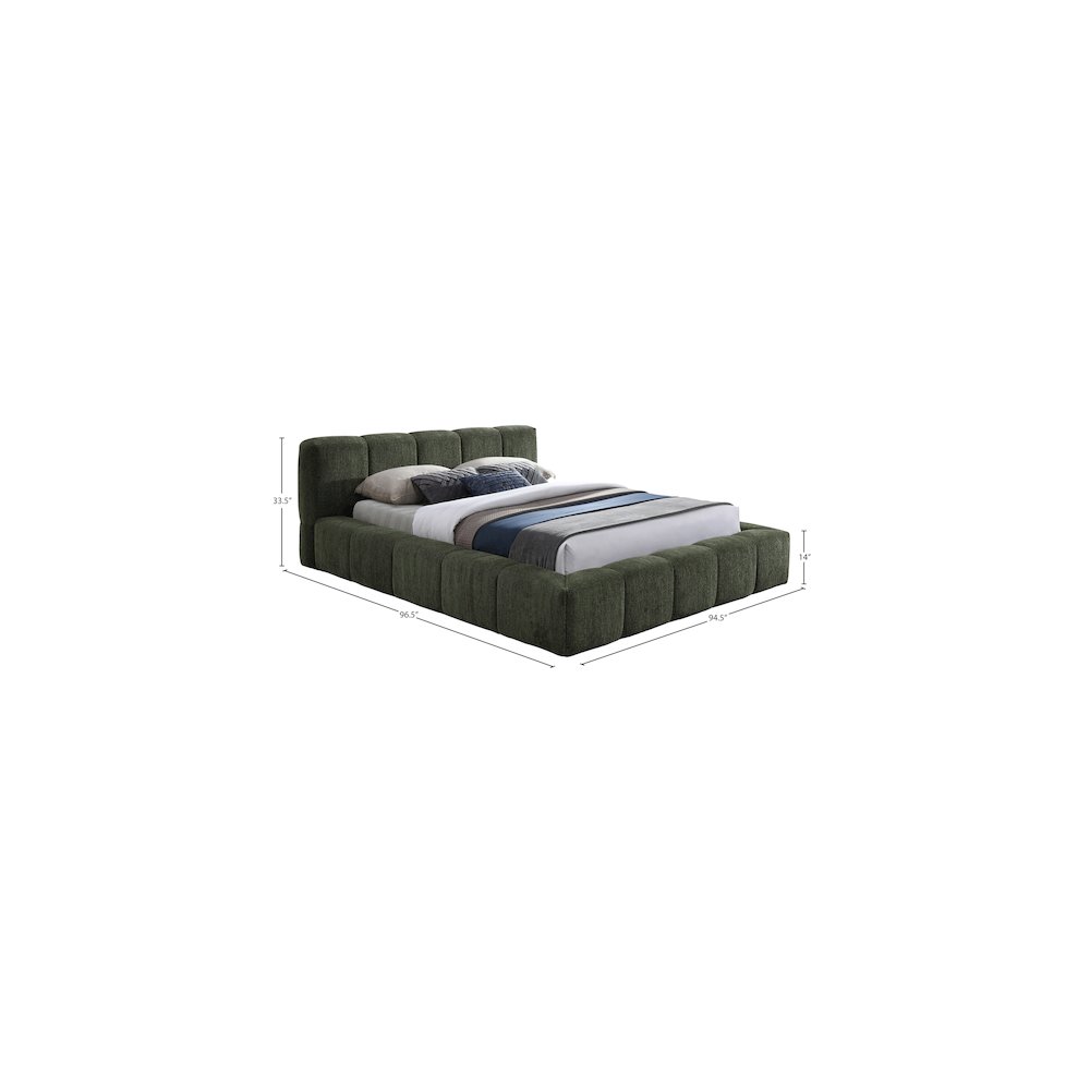 Carlin Olive Chenille Fabric King Bed. Picture 6