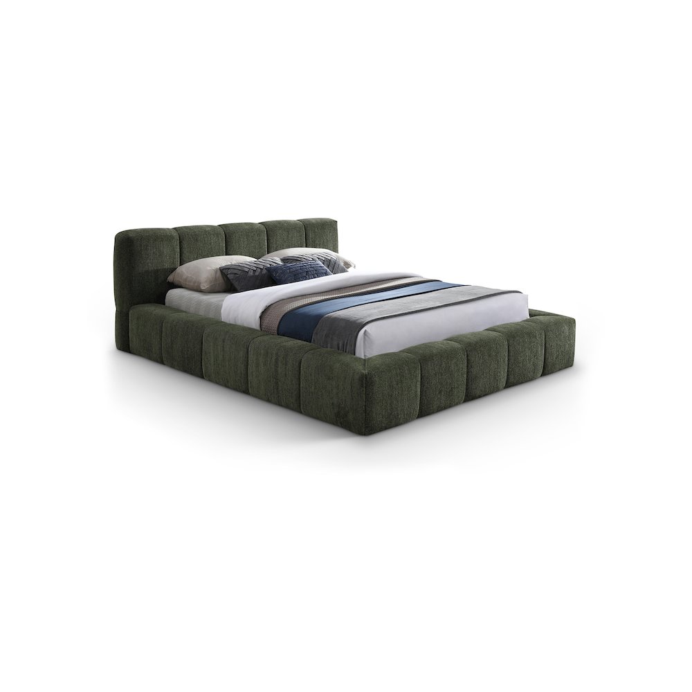 Carlin Olive Chenille Fabric King Bed. Picture 1