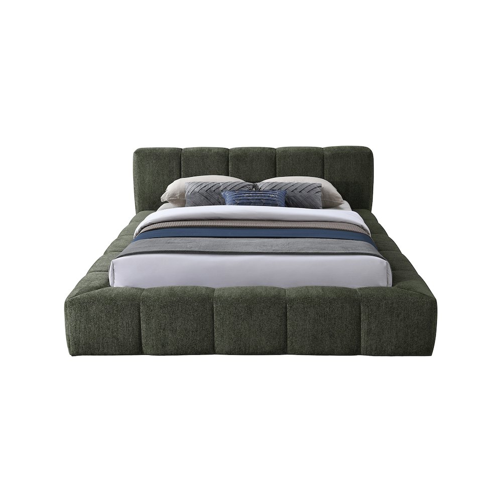 Carlin Olive Chenille Fabric King Bed. Picture 2