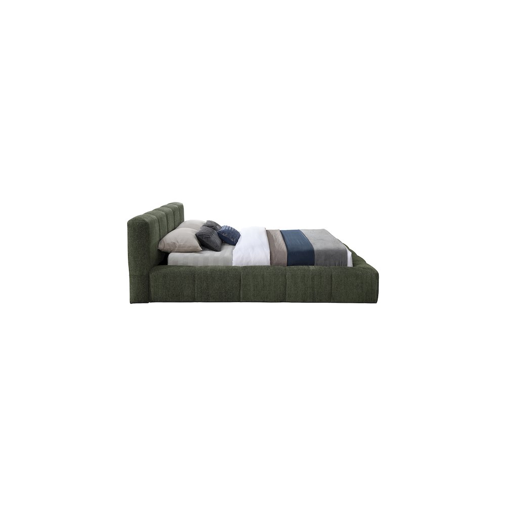 Carlin Olive Chenille Fabric Queen Bed. Picture 3