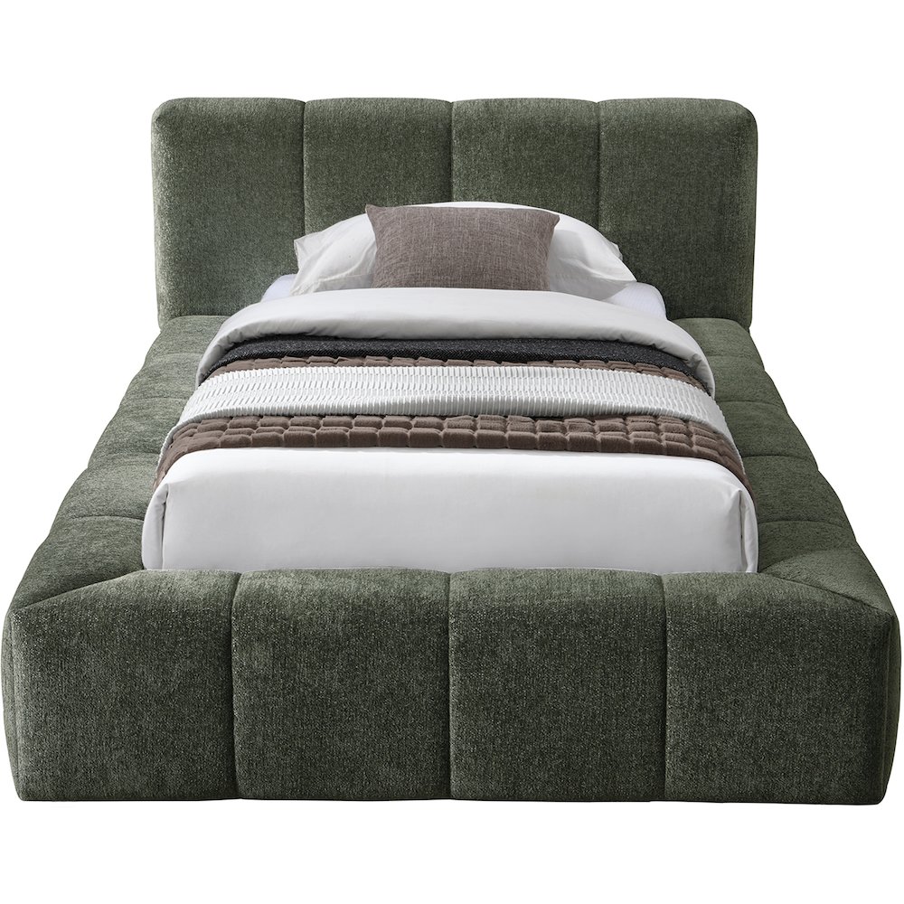 Carlin Olive Chenille Fabric Twin Bed. Picture 2