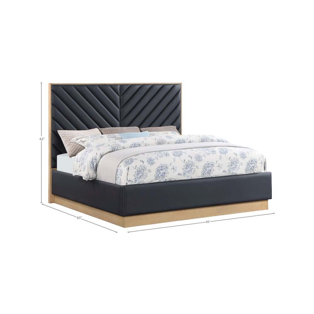 Casa Black Vegan Leather Queen Bed. Picture 9
