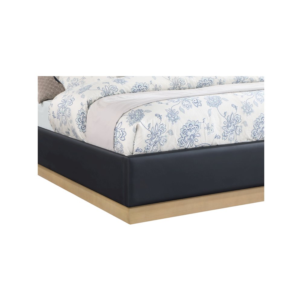 Casa Black Vegan Leather Queen Bed. Picture 4