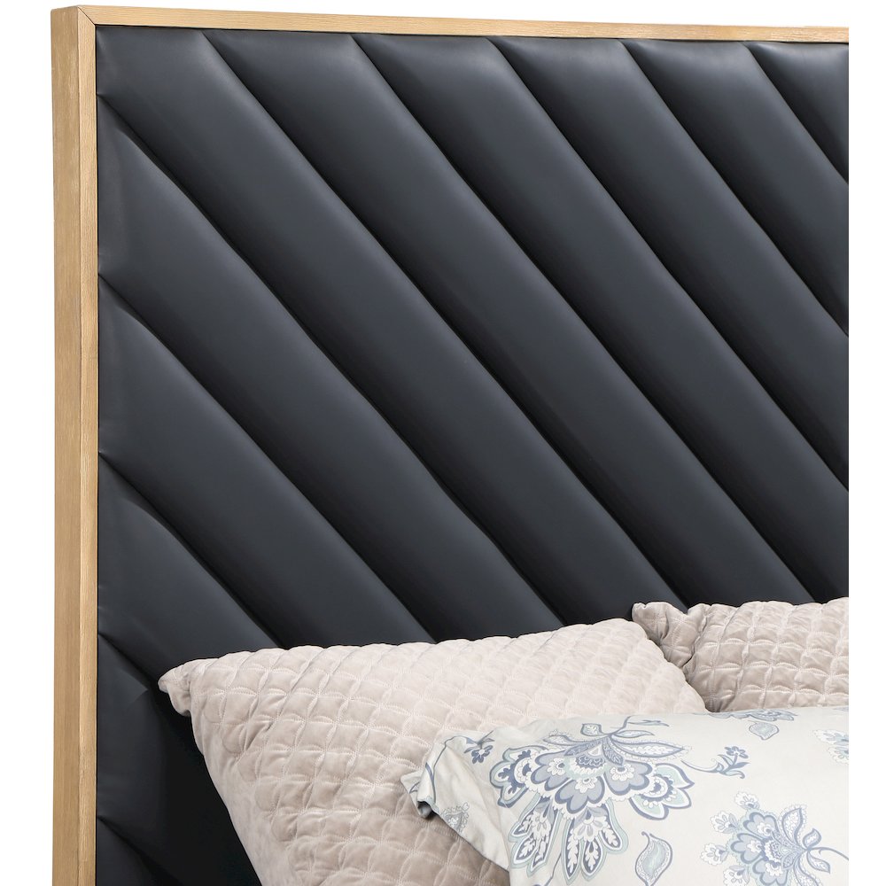 Casa Black Vegan Leather Queen Bed. Picture 6