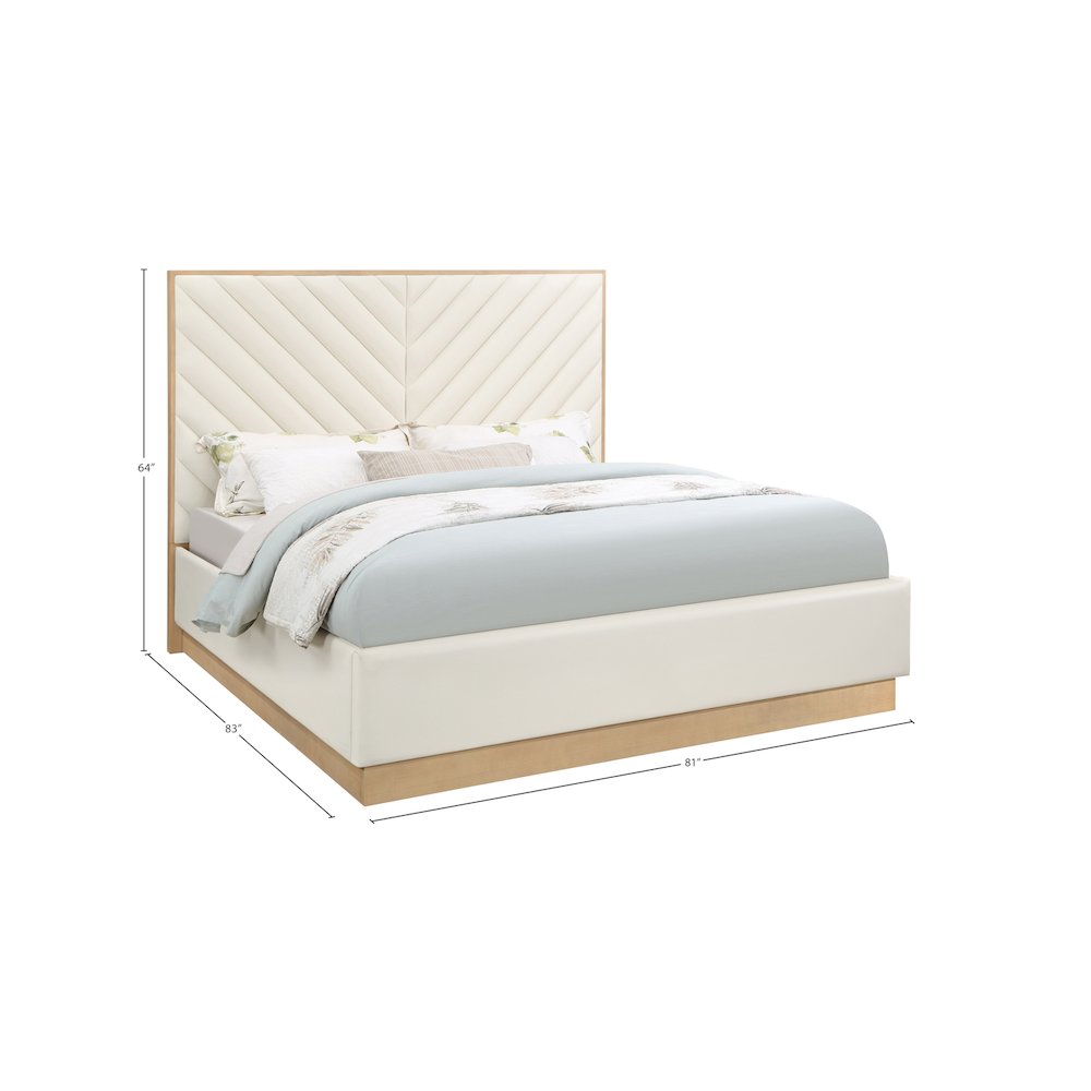 Casa Cream Vegan Leather King Bed. Picture 9