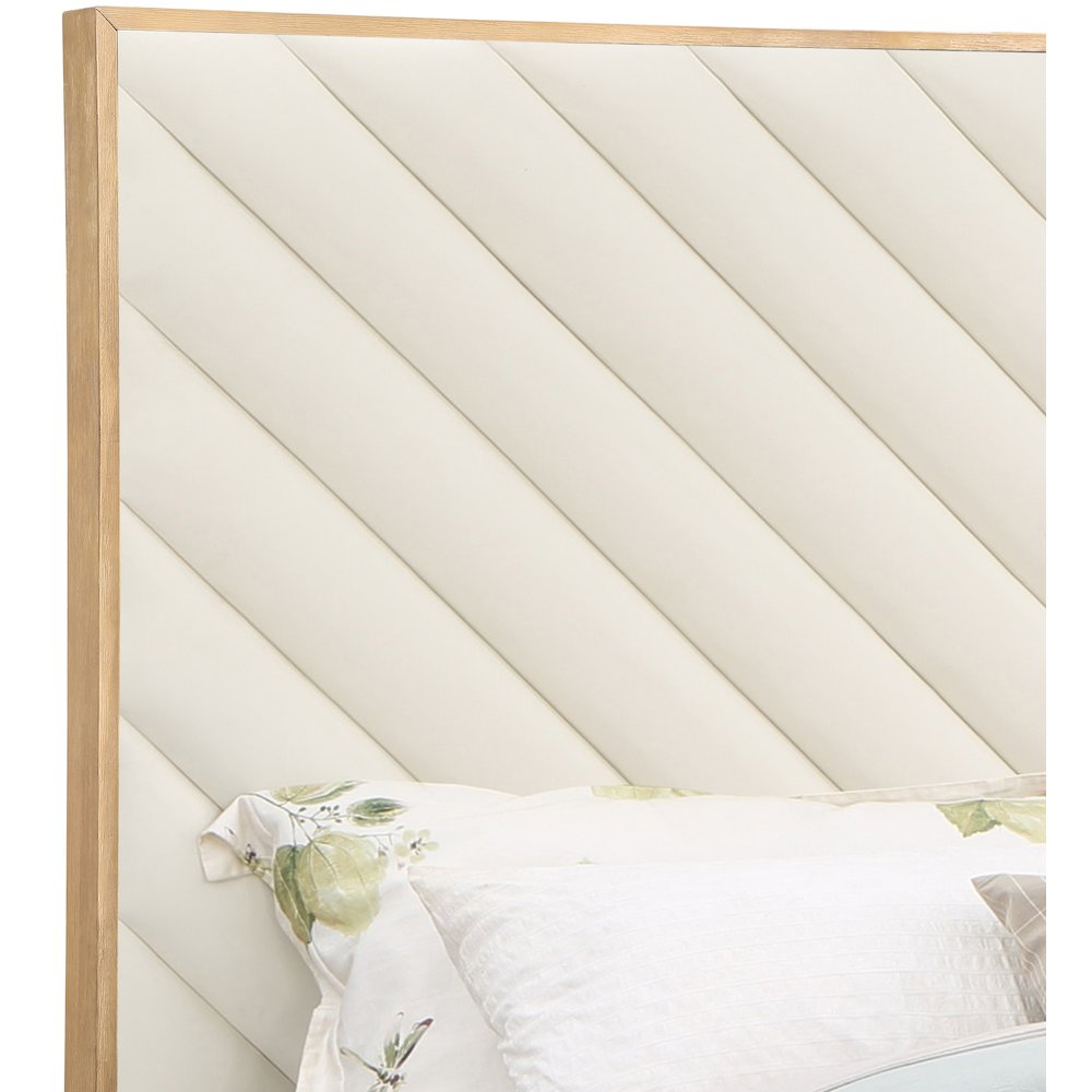 Casa Cream Vegan Leather King Bed. Picture 6