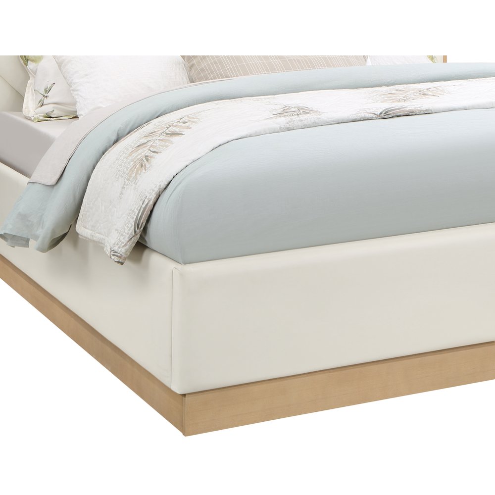 Casa Cream Vegan Leather Queen Bed. Picture 4