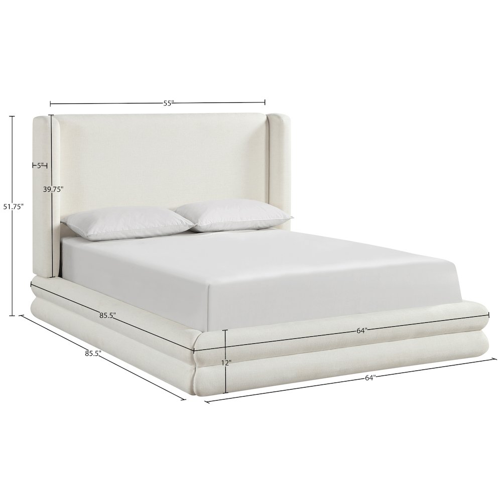 Chandra Cream Linen Textured Fabric Upholstered Full Bed. Picture 11