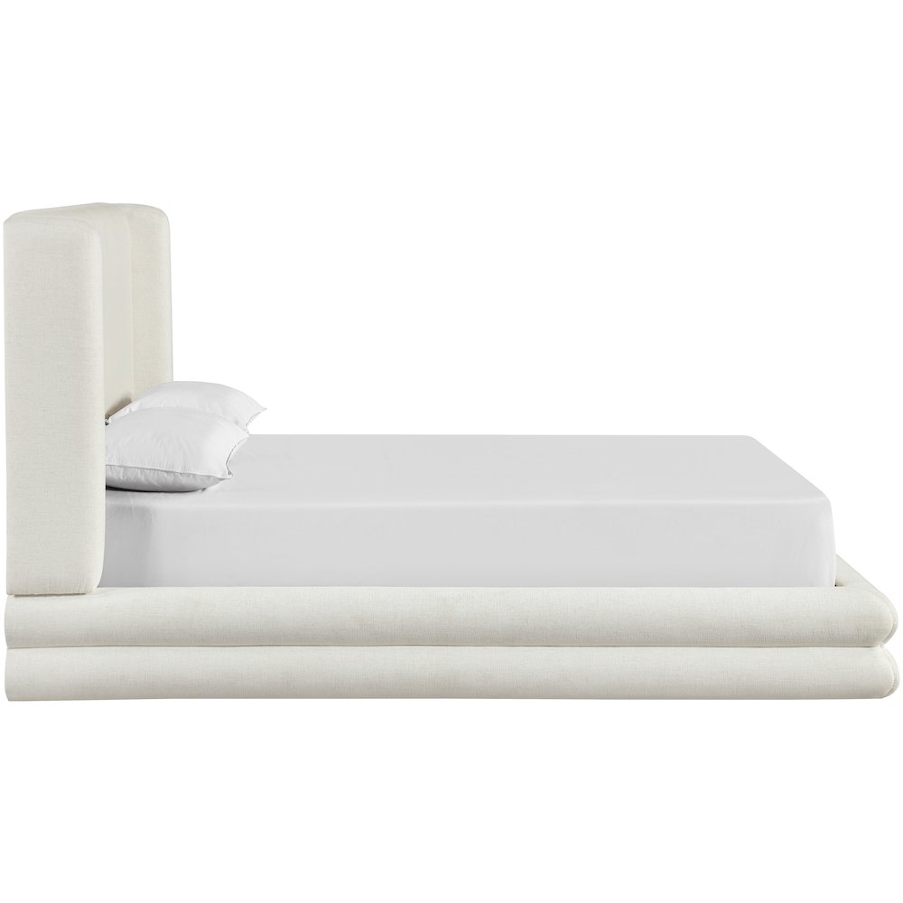 Chandra Cream Linen Textured Fabric Upholstered Full Bed. Picture 8