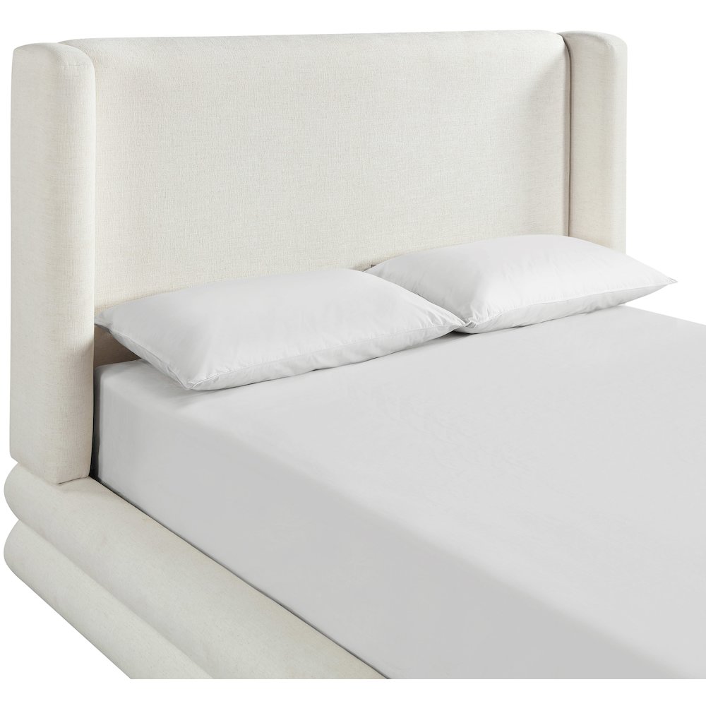 Chandra Cream Linen Textured Fabric Upholstered Full Bed. Picture 4