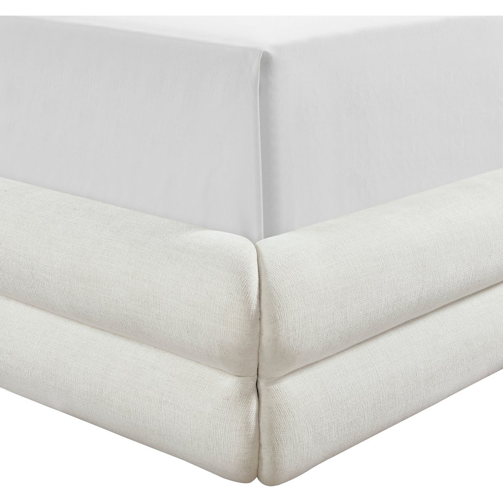 Chandra Cream Linen Textured Fabric Upholstered Full Bed. Picture 6