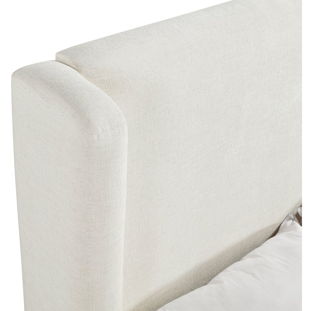 Chandra Cream Linen Textured Fabric Upholstered Full Bed. Picture 9