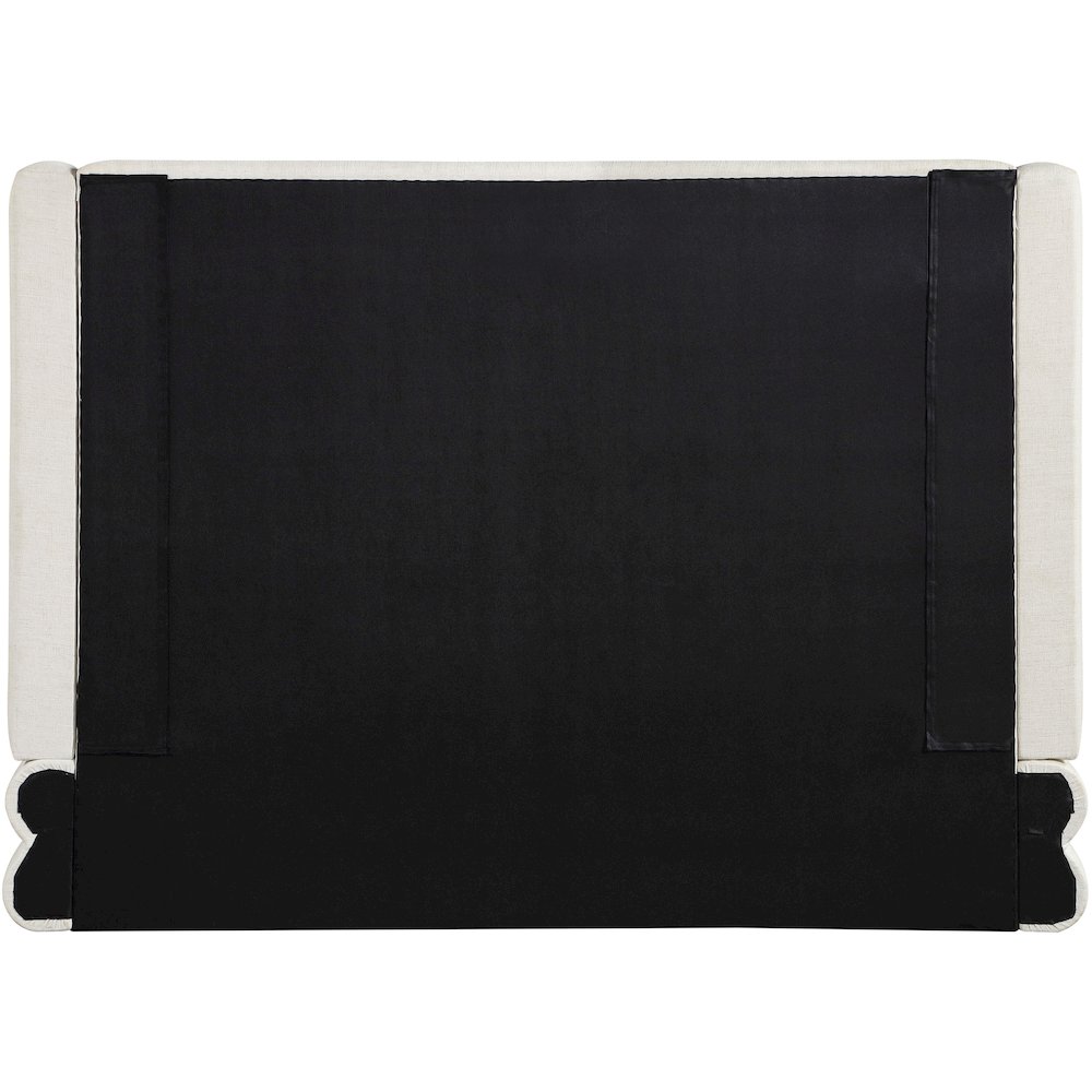 Chandra Cream Linen Textured Fabric Upholstered Queen Bed. Picture 3