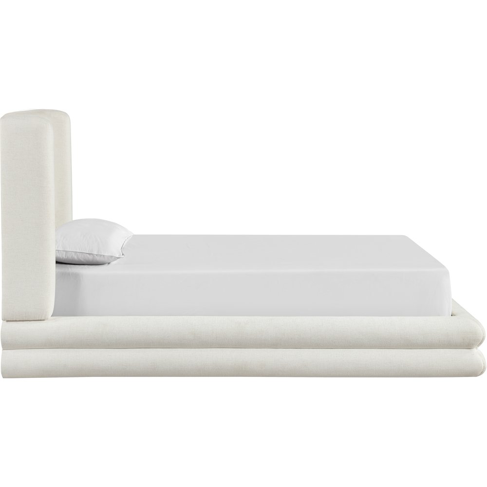 Chandra Cream Linen Textured Fabric Upholstered Twin Bed. Picture 8