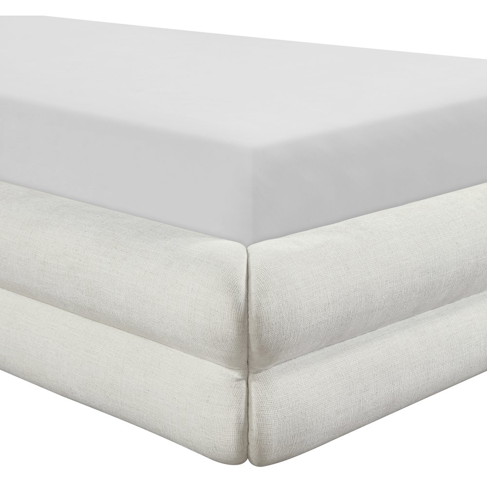 Chandra Cream Linen Textured Fabric Upholstered Twin Bed. Picture 6