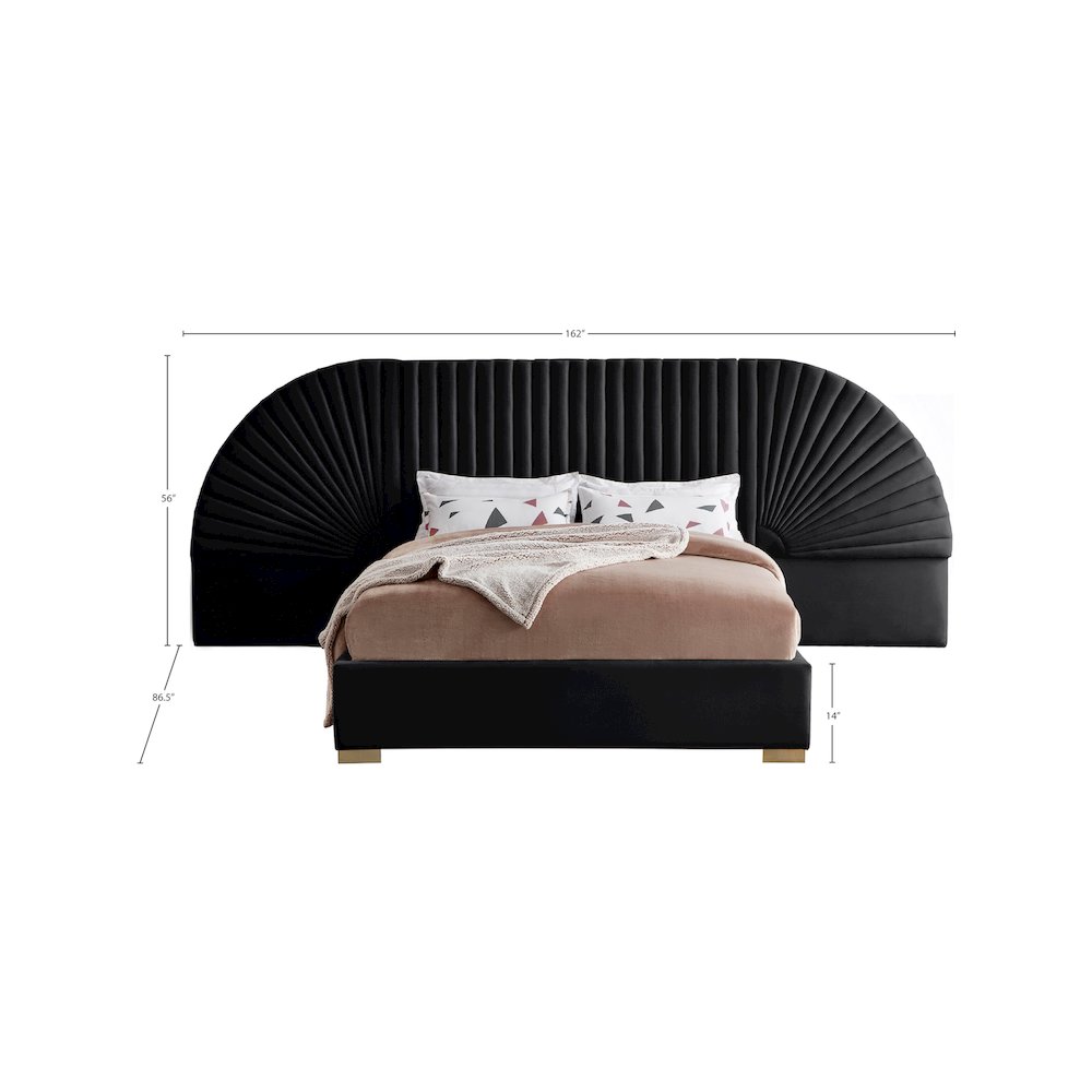 Cleo Black Velvet King Bed. Picture 4