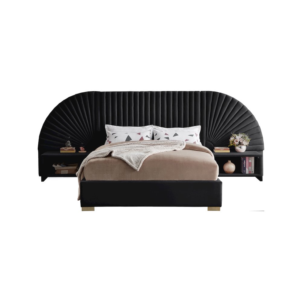 Cleo Black Velvet King Bed. Picture 2