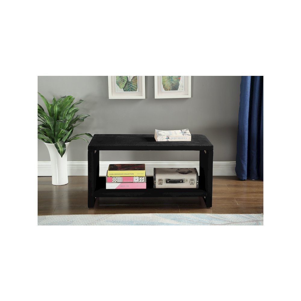 Cleo Black Velvet Night Stand. Picture 3