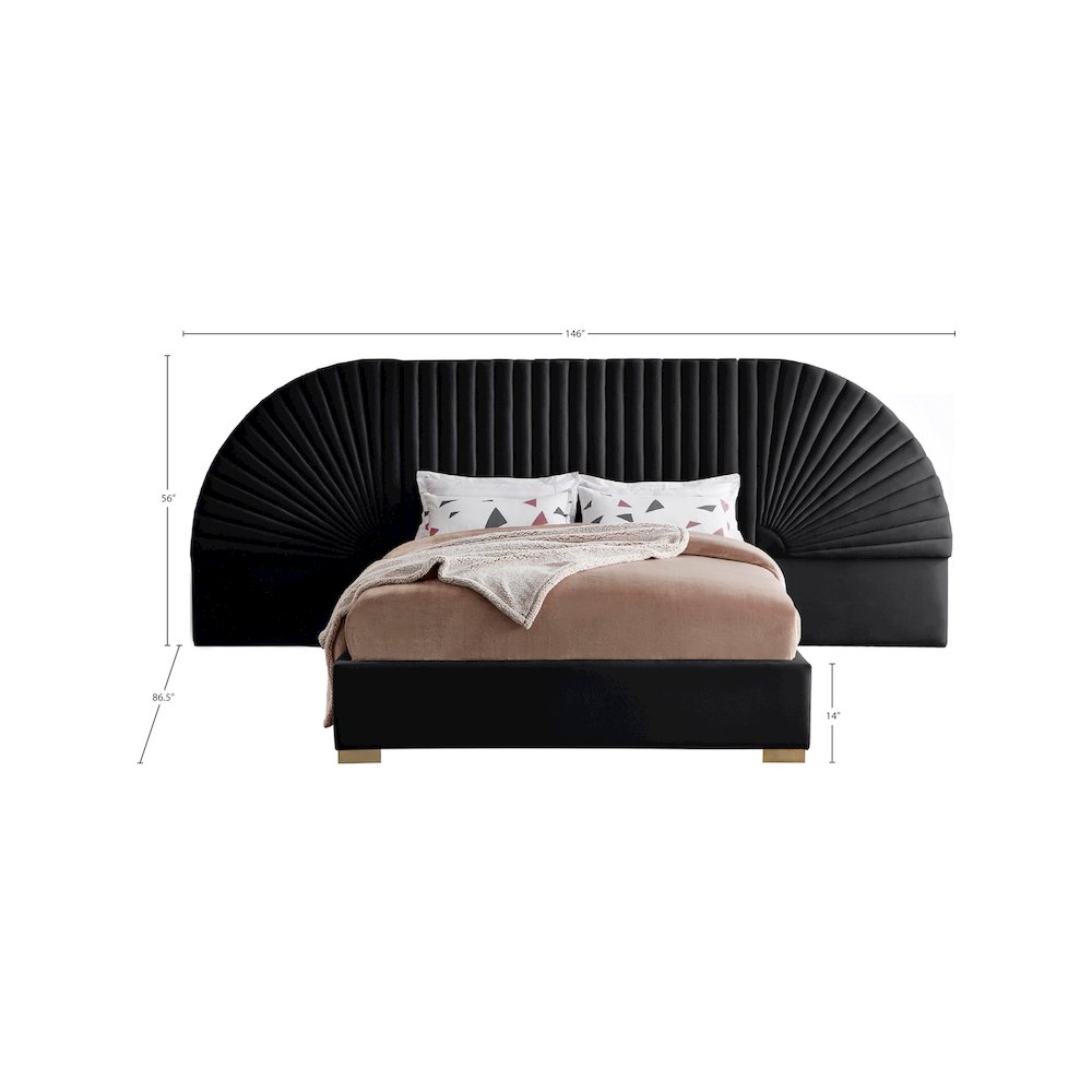 Cleo Black Velvet Queen Bed. Picture 4