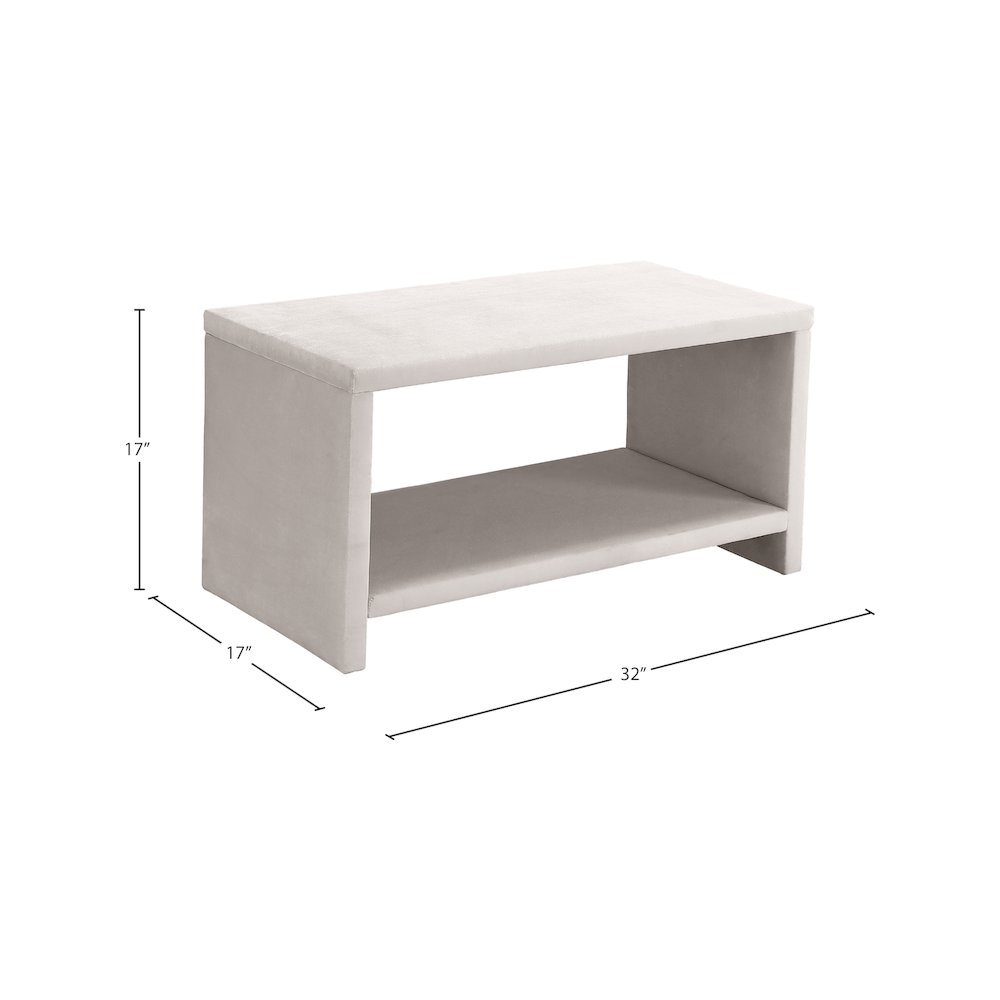 Cleo Cream Velvet Night Stand. Picture 4