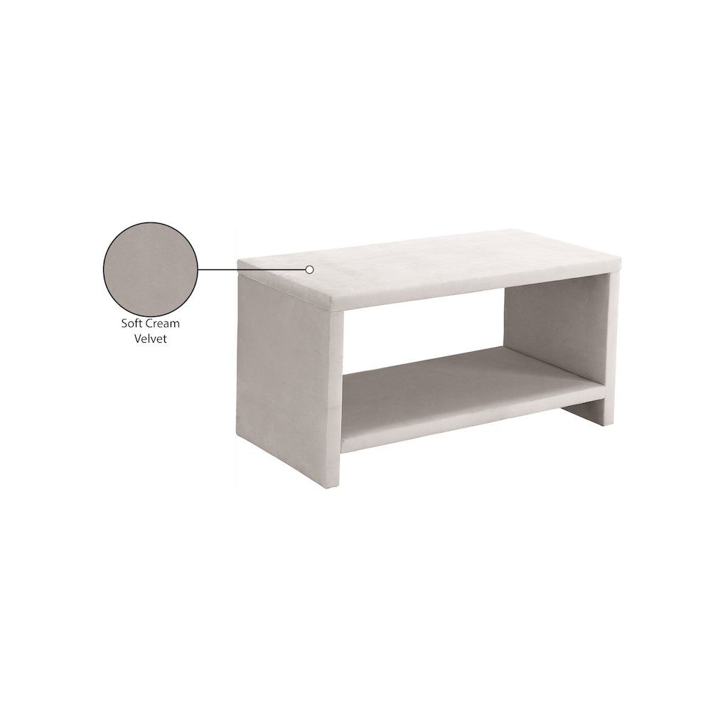 Cleo Cream Velvet Night Stand. Picture 5