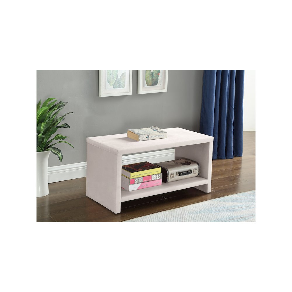 Cleo Cream Velvet Night Stand. Picture 2