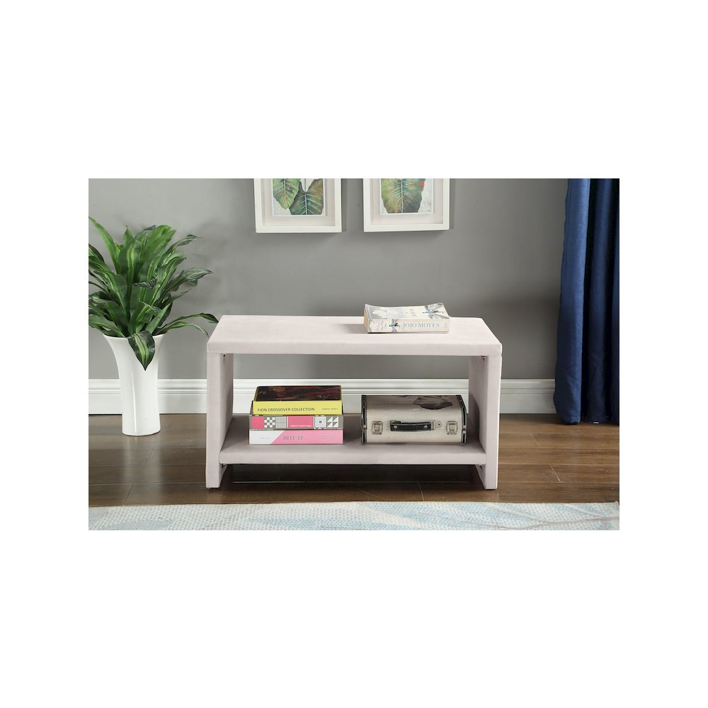 Cleo Cream Velvet Night Stand. Picture 3