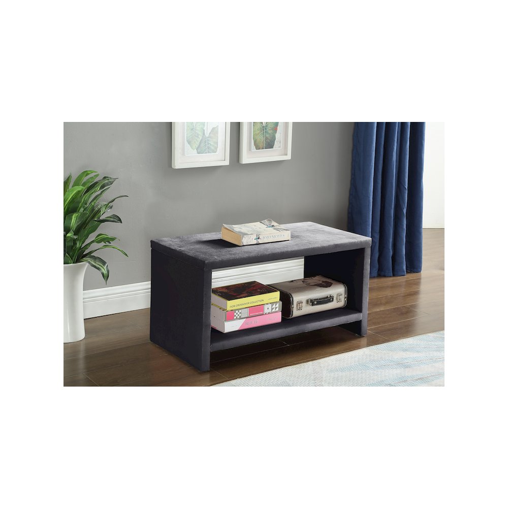Cleo Grey Velvet Night Stand. Picture 2