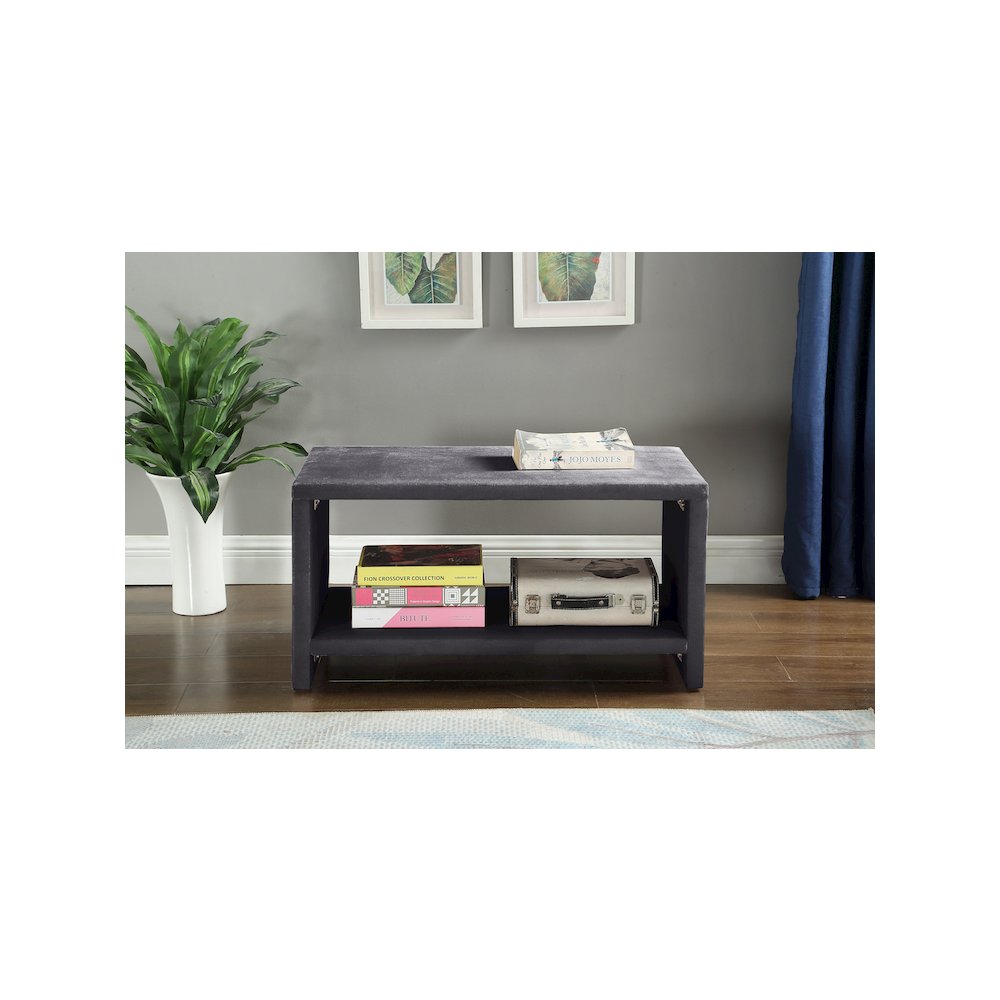 Cleo Grey Velvet Night Stand. Picture 3