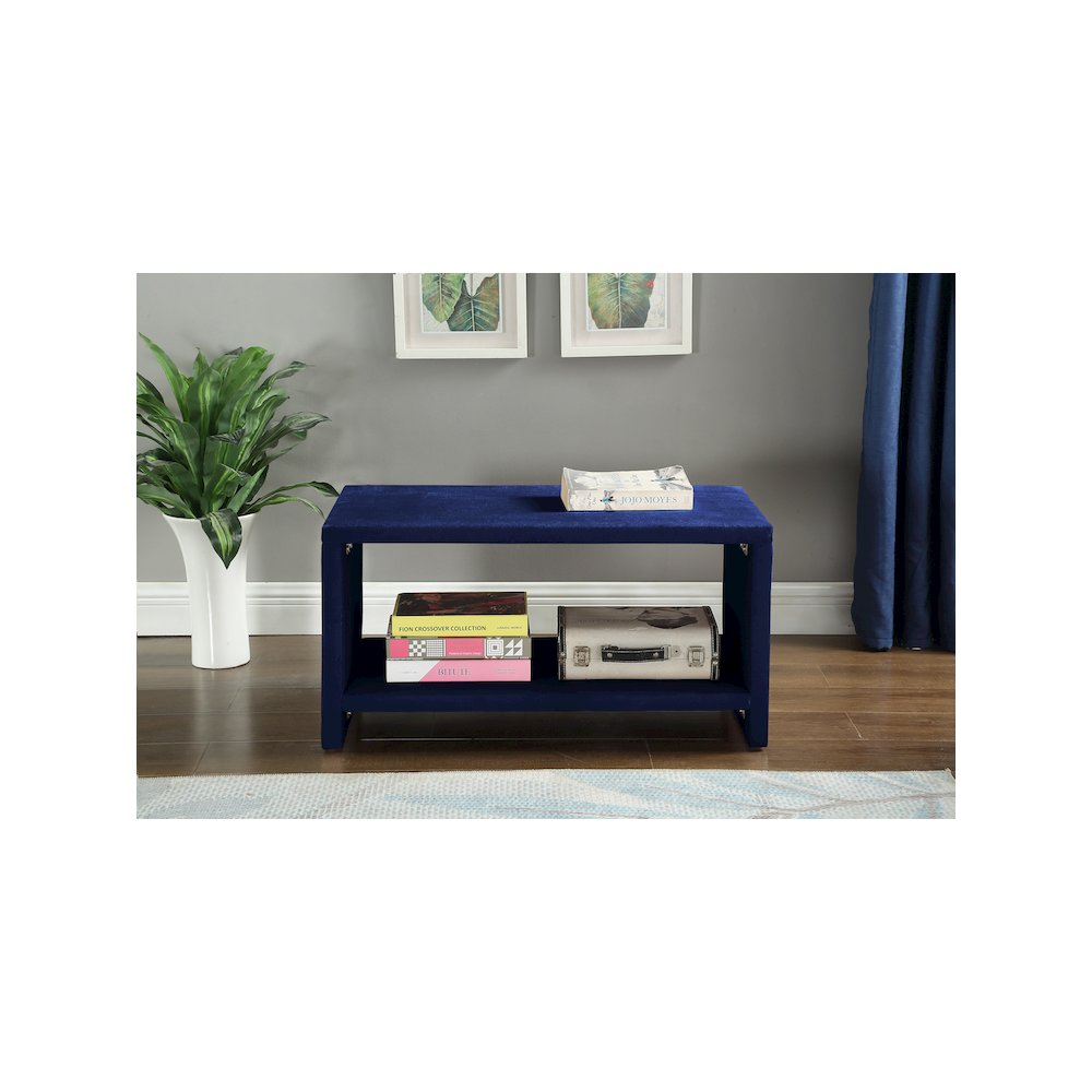 Cleo Navy Velvet Night Stand. Picture 3
