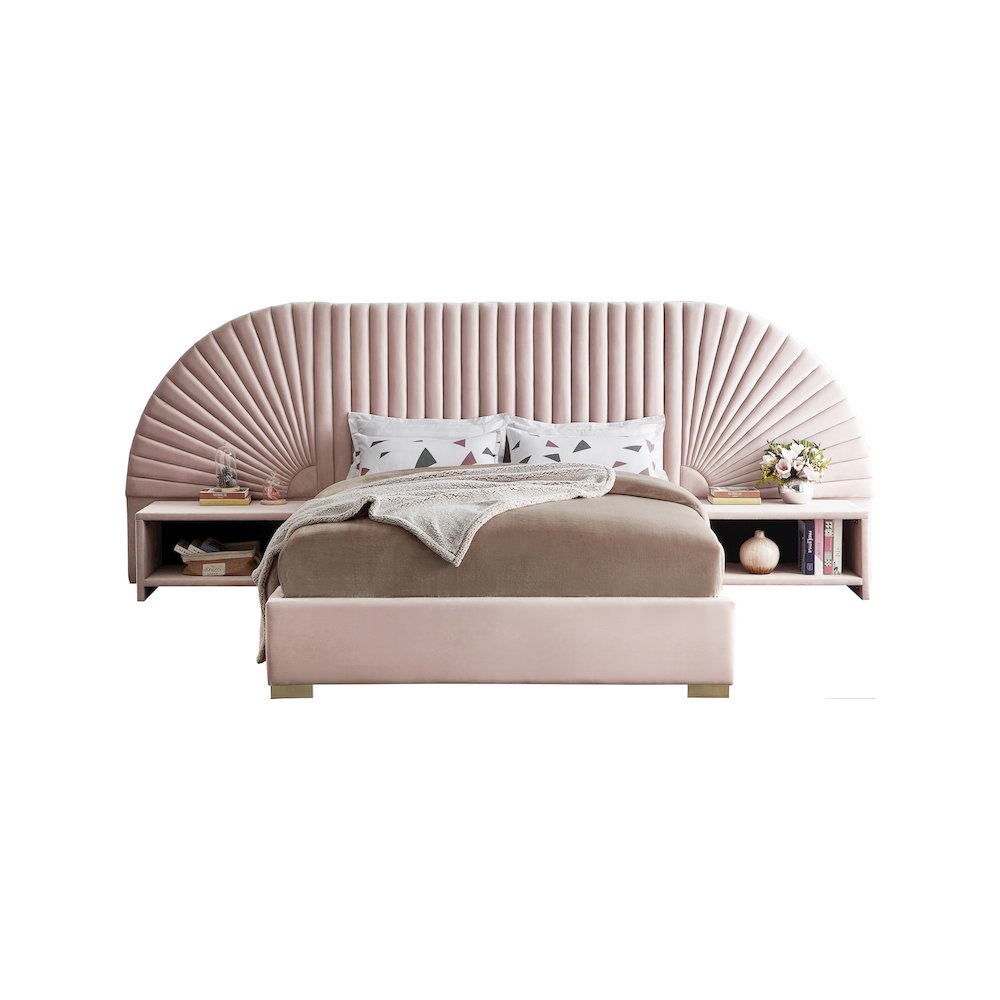 Cleo Pink Velvet King Bed. Picture 2