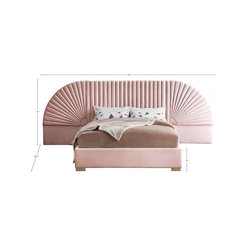 Cleo Pink Velvet Queen Bed. Picture 4