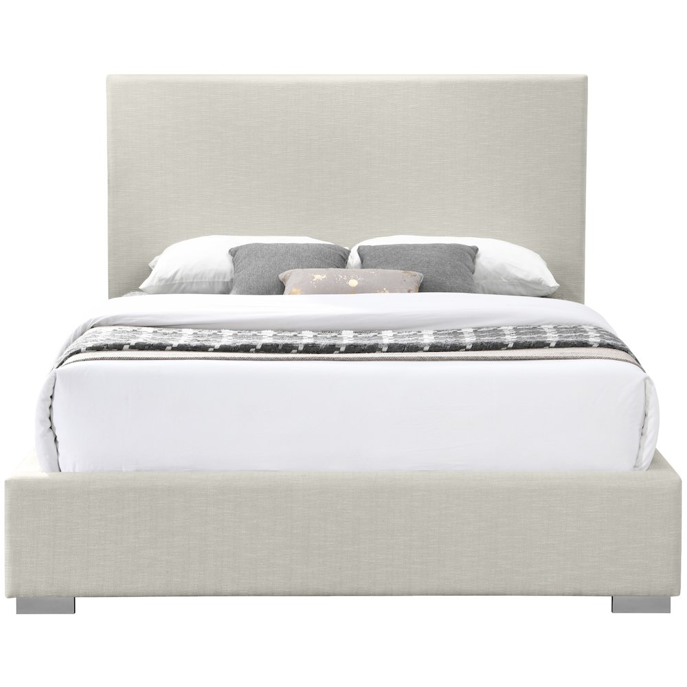 Crosby Beige Linen Textured Fabric Full Bed. Picture 5